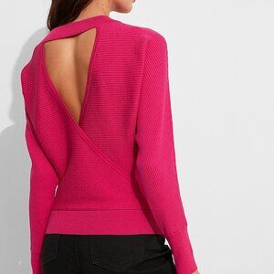 *NWT* Express Hot Pink Ribbed Open Back Dolman Sleeve Sweater